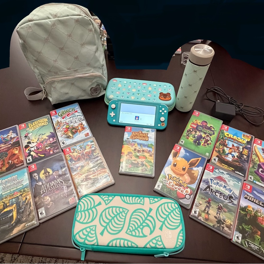 Mint Green Backpack and Nintendo Switch Lite Bundle